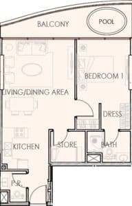 Grundriss für 1 bedroom