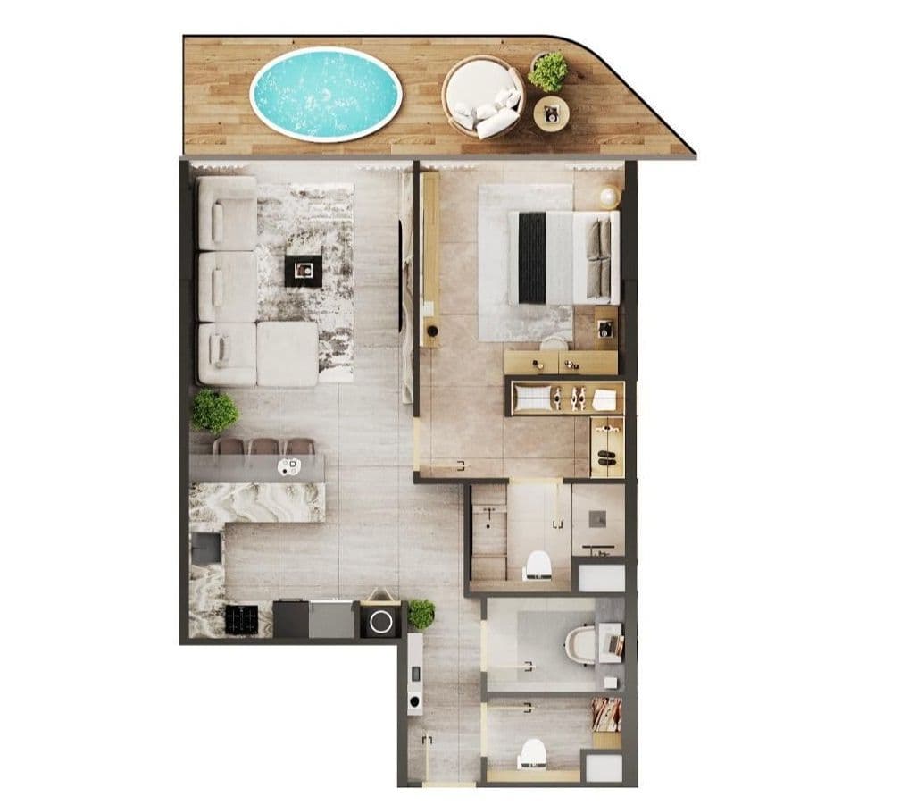 Grundriss für 1 bedroom