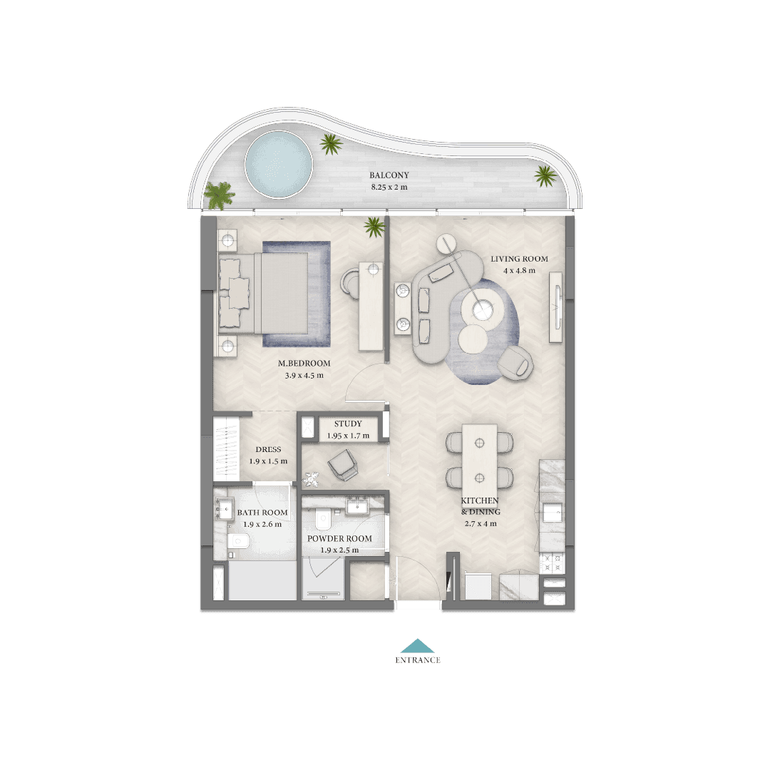 Grundriss für 1 bedroom