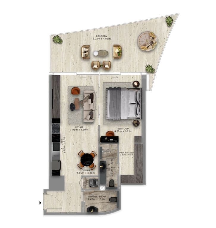 Grundriss für 1 bedroom