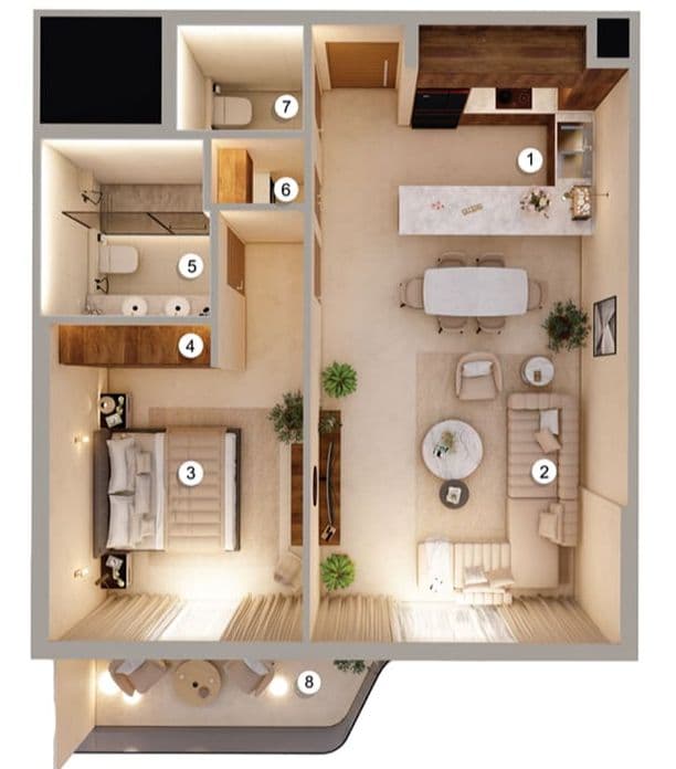 Grundriss für 1 bedroom