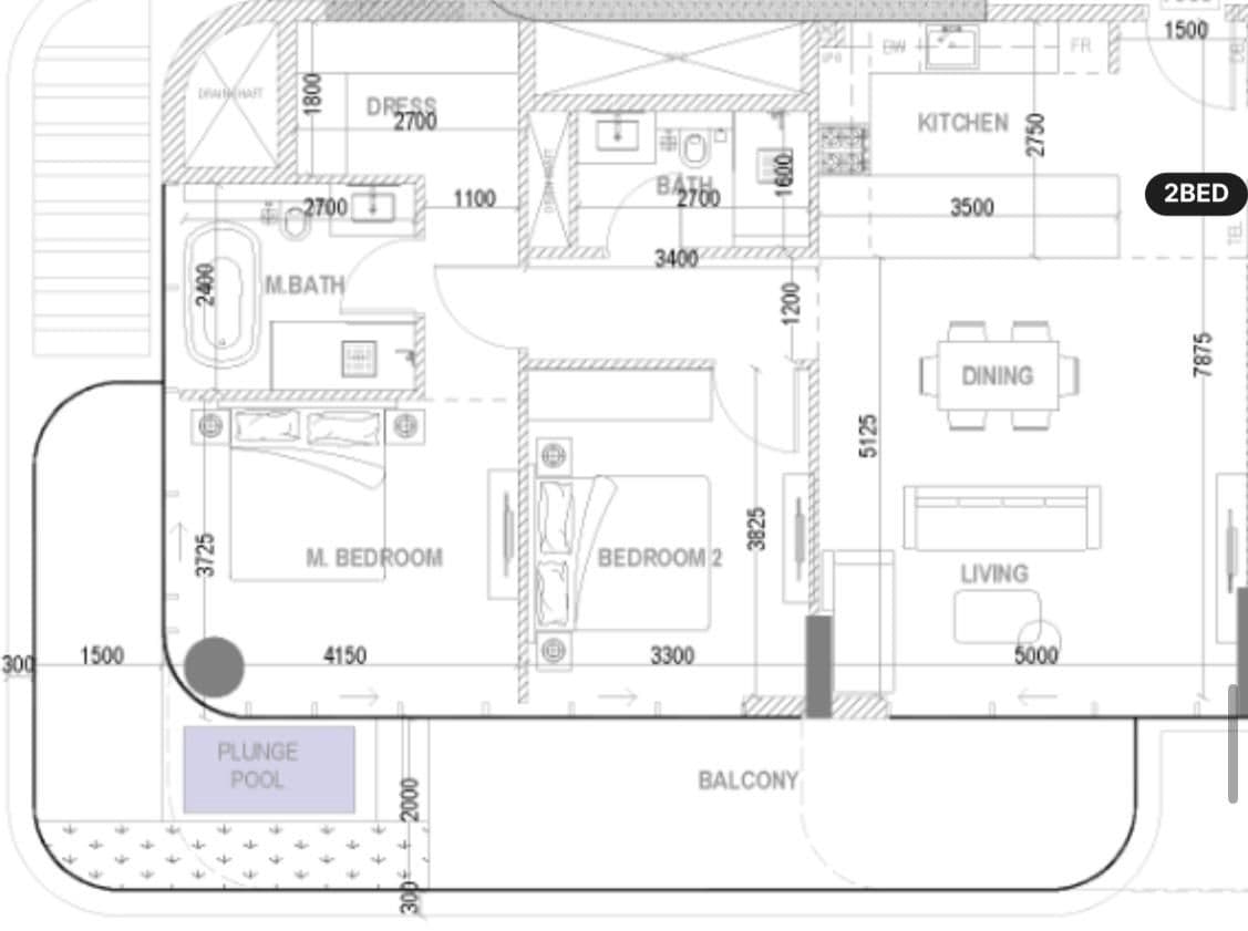 Grundriss für 2 bedroom