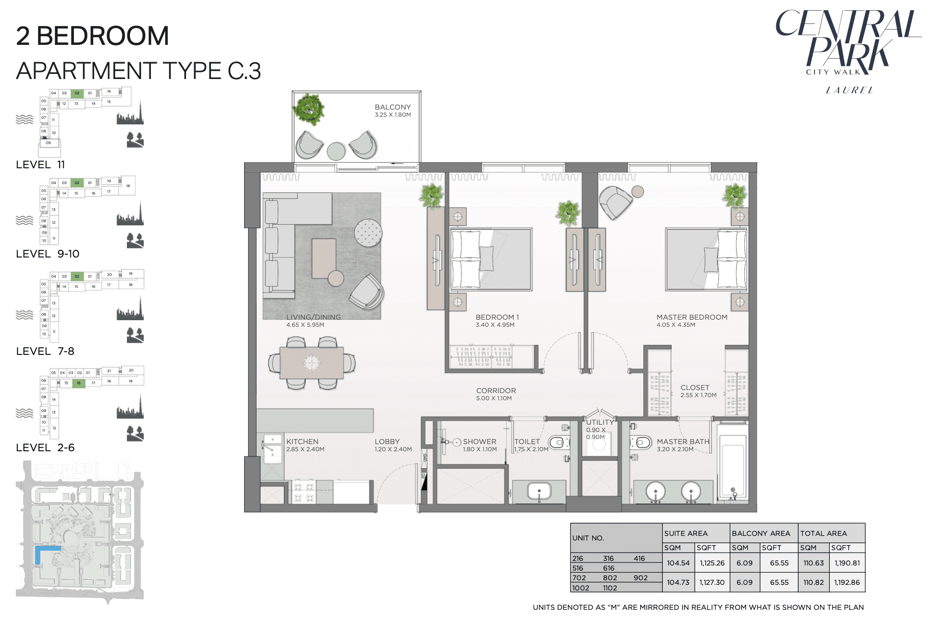 Floor plan for 2 BR
