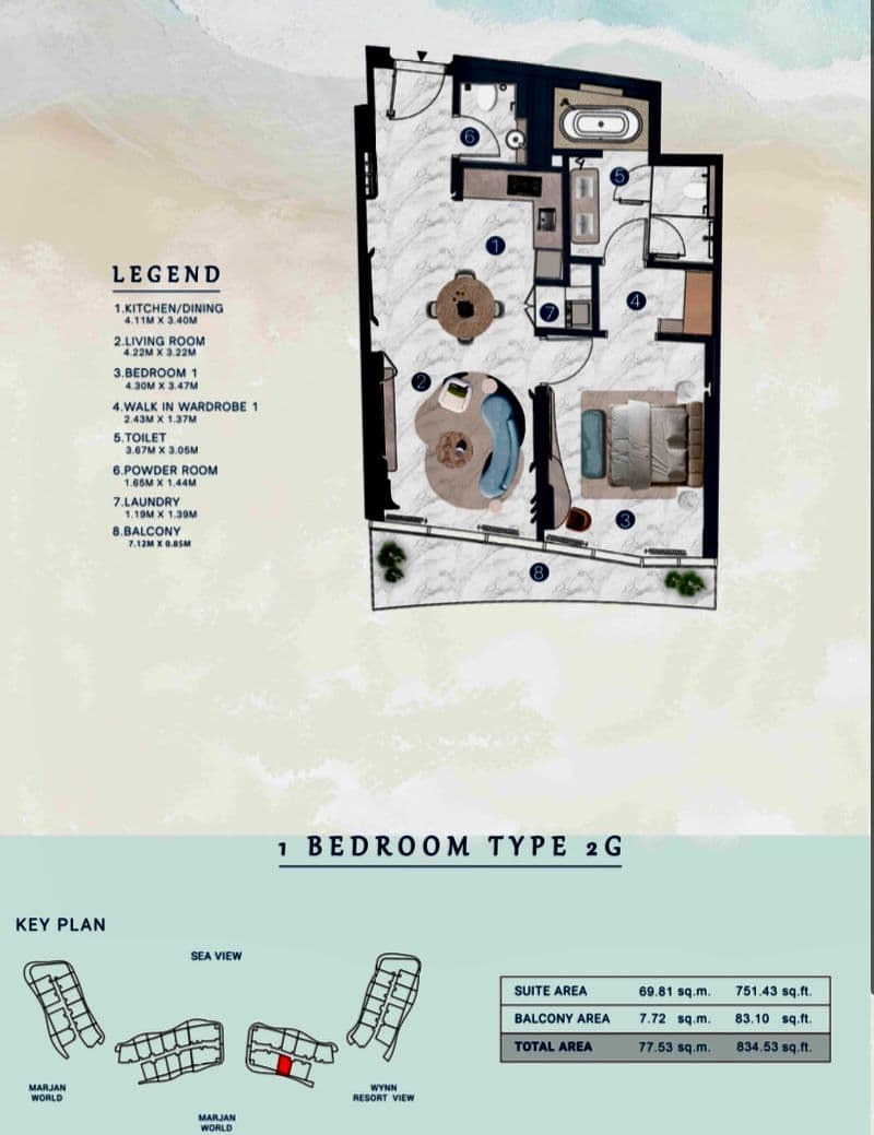 Floor plan for 1 -Zimmer
