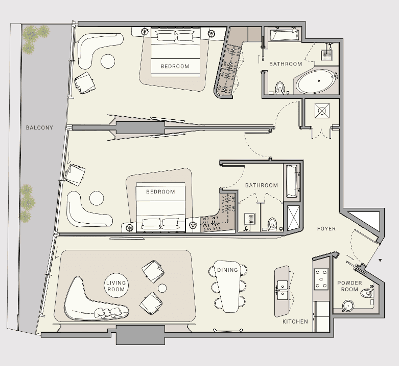Floor plan for 2 BR