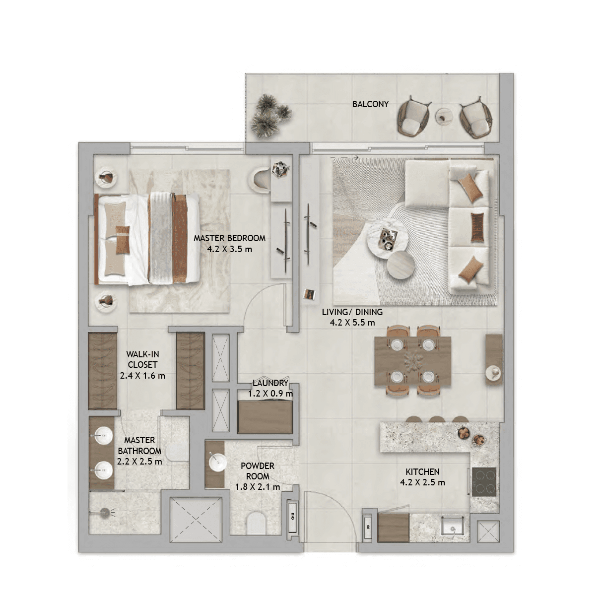 Floor plan for 1 BR