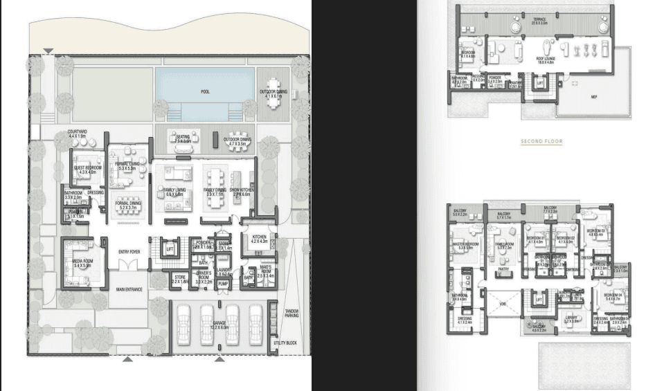 Floor plan for 7 BR Villa
