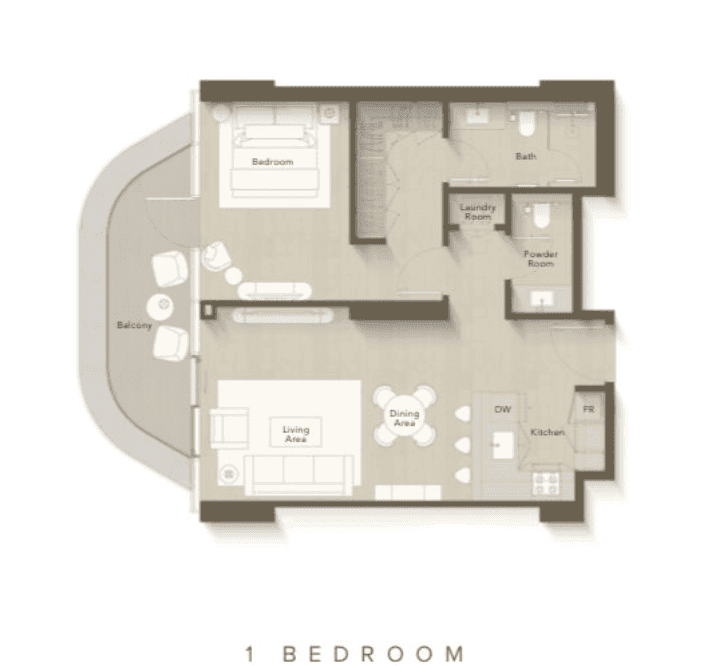 Floor plan for 1 BR