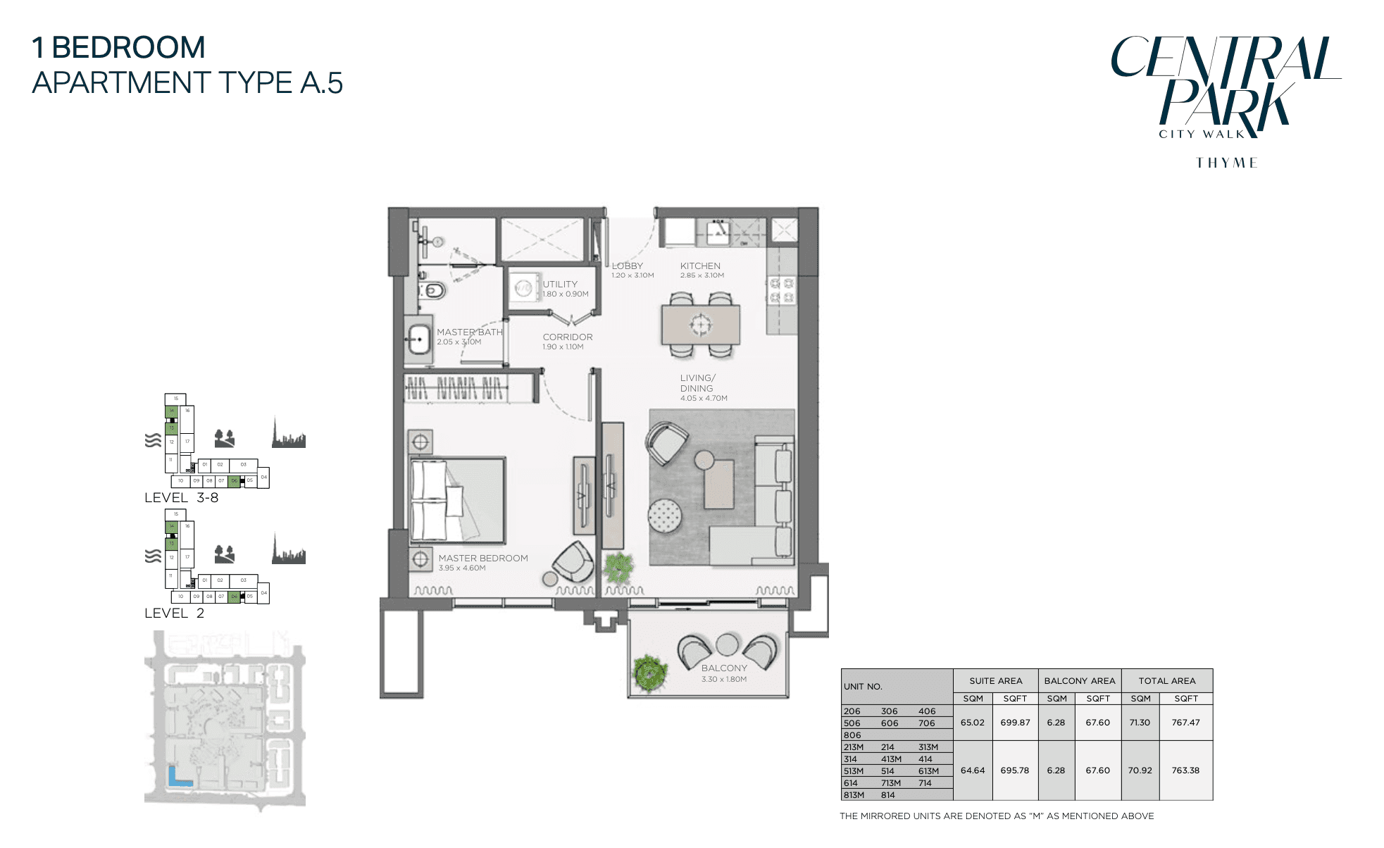 Floor plan for 1 BR