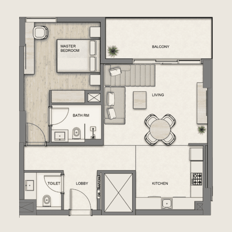 Grundriss für 1 bedroom