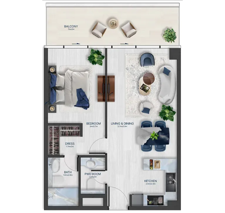 Grundriss für 1 bedroom