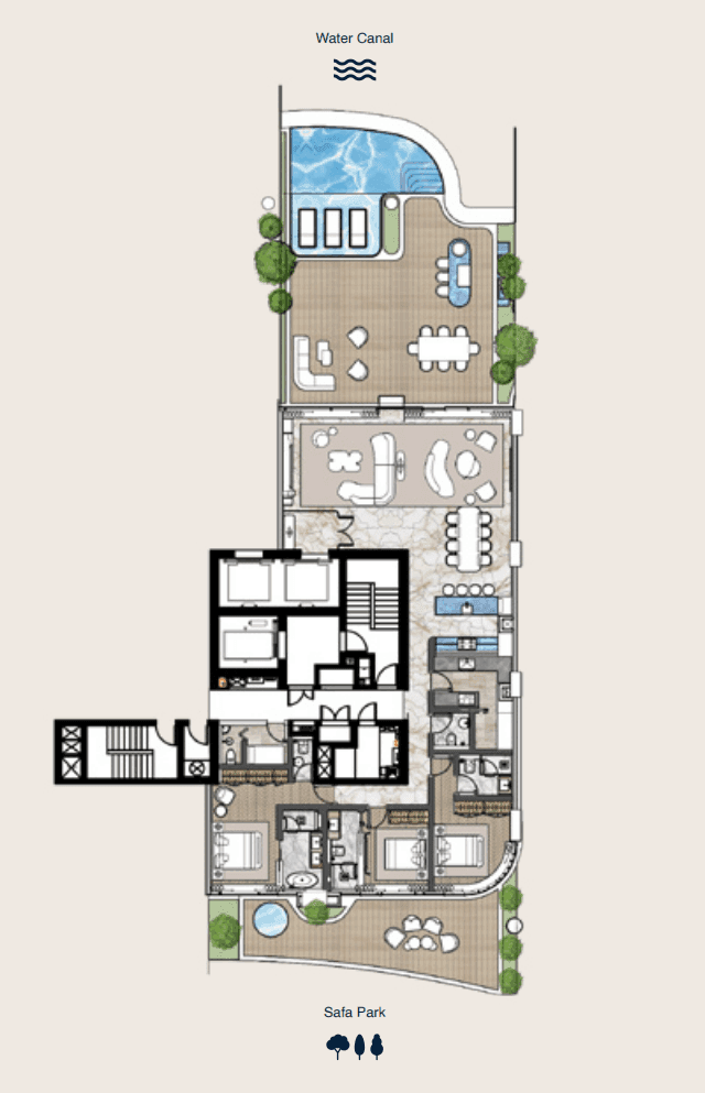 Grundriss für 3 BR Penthouse